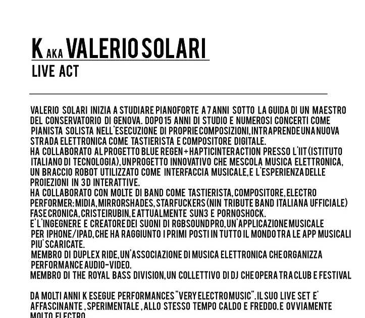 K Aka Valerio Solari Live At Blink Club Motel 1989 Norte