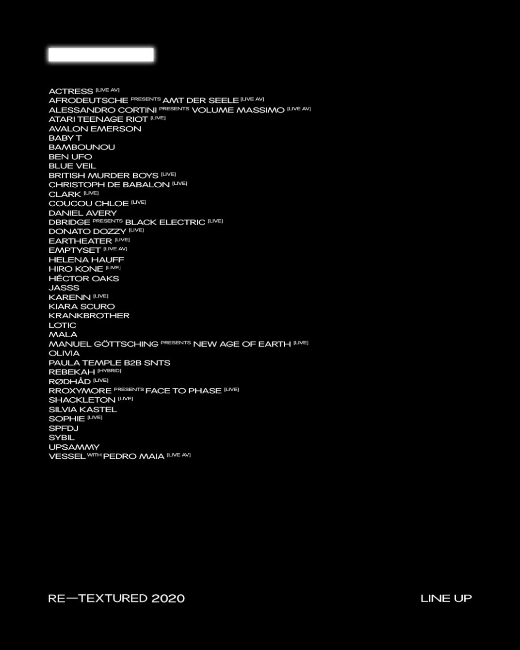 [POSTPONED] RE-TEXTURED — Manuel Göttsching presents New Age of Earth (Live) - Flyer back