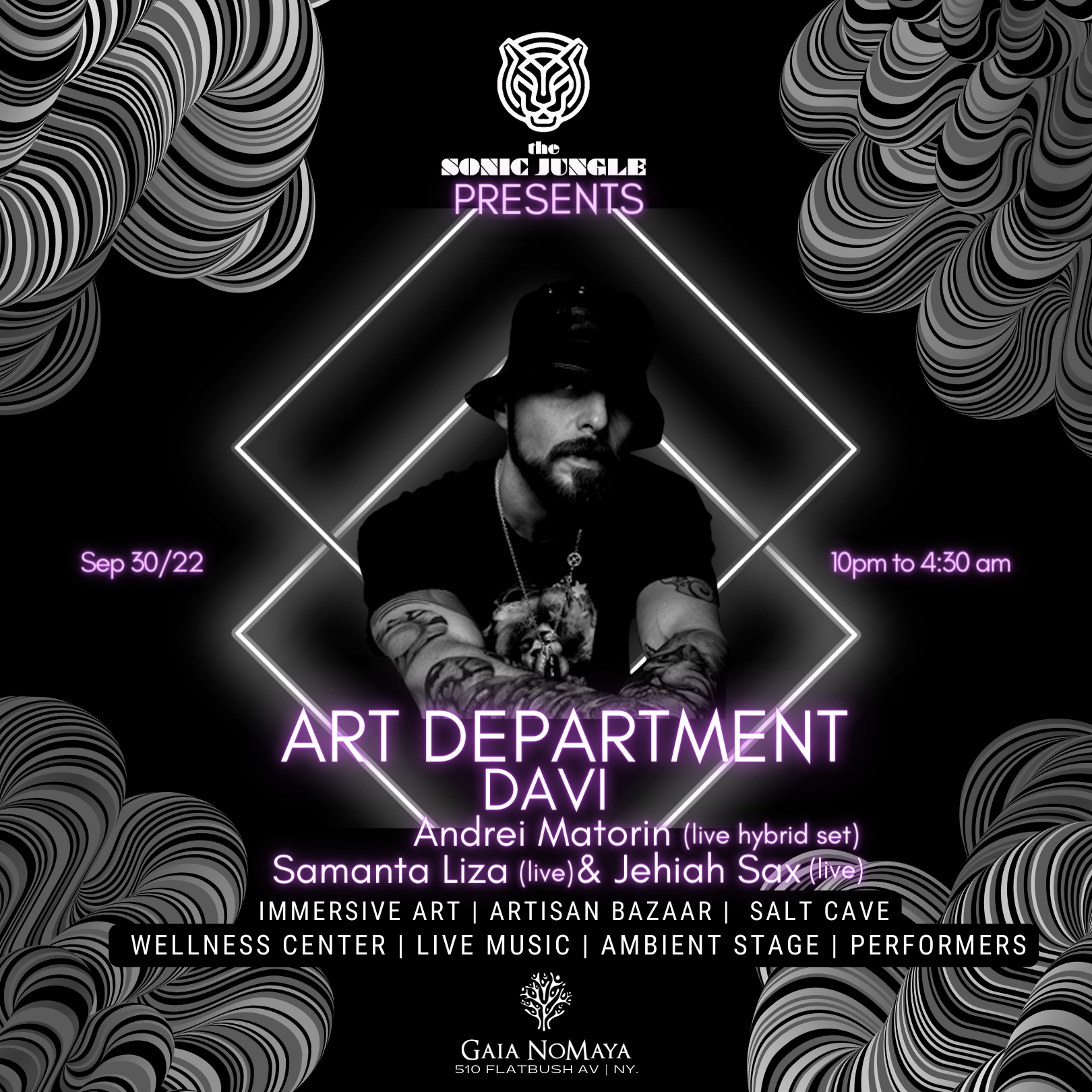 Sonic Jungle presents: Art Department, DAVI and More - Flyer front