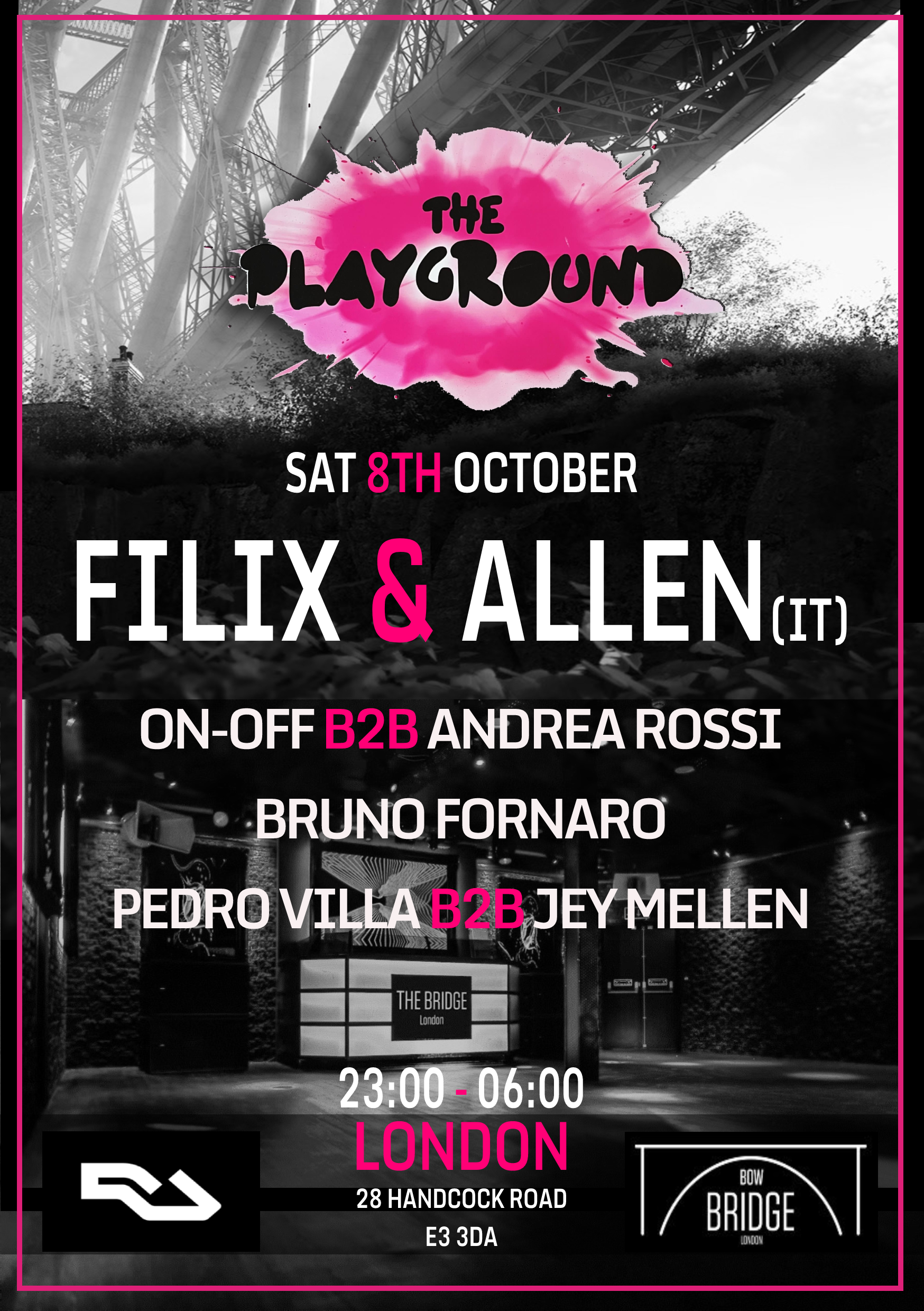 THE PLAYGROUND EVENTS with Allen & Filix - Flyer front