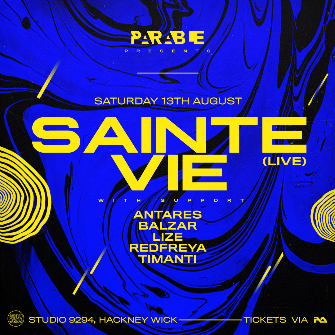Parable presents: Sainte Vie (live) - Flyer front