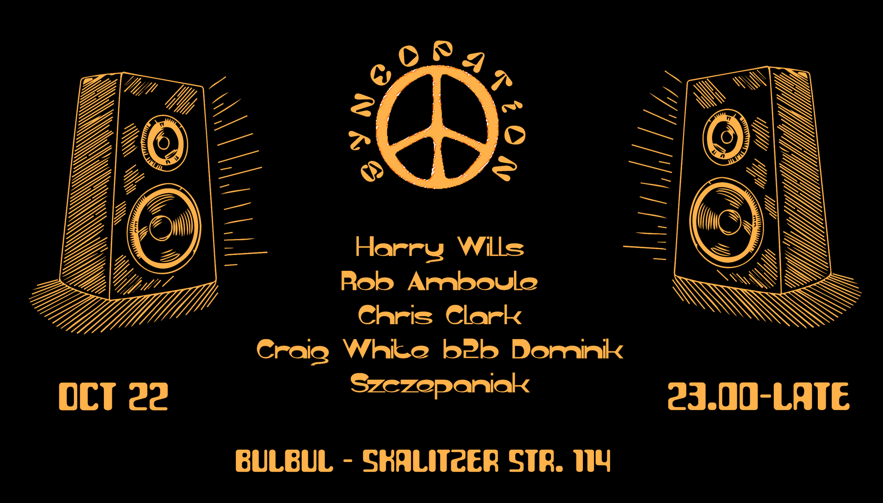 Syncopation: Harry Wills, Rob Amboule, Chris Clark, Craig White b2b Dominik Szczepaniak - Flyer front