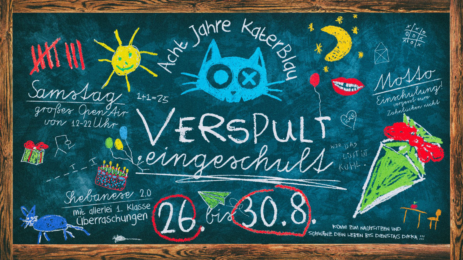 VERSPULT EINGESCHULT - Acht Jahre KaterBlau - Flyer front