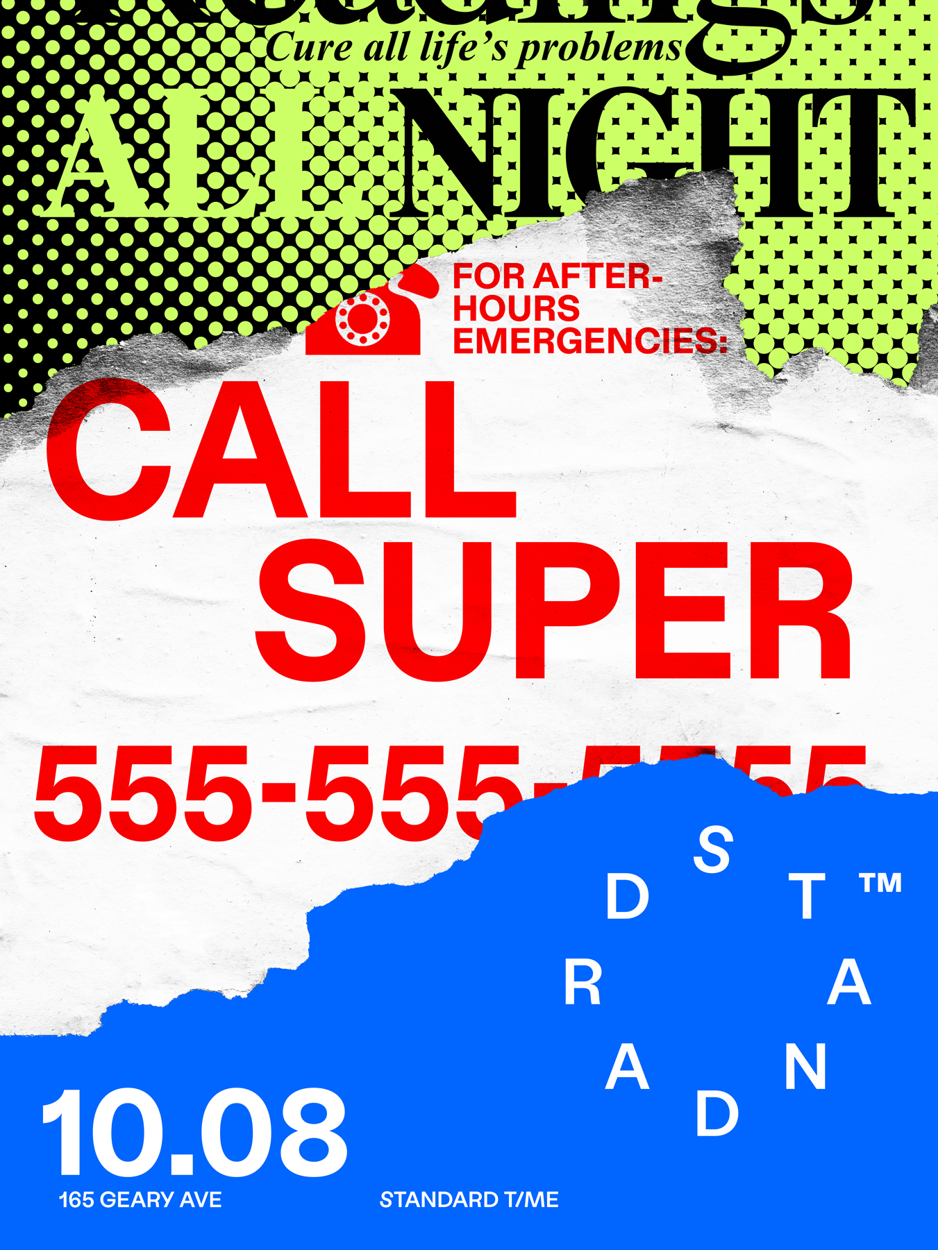 004: Call Super All Night - Flyer front