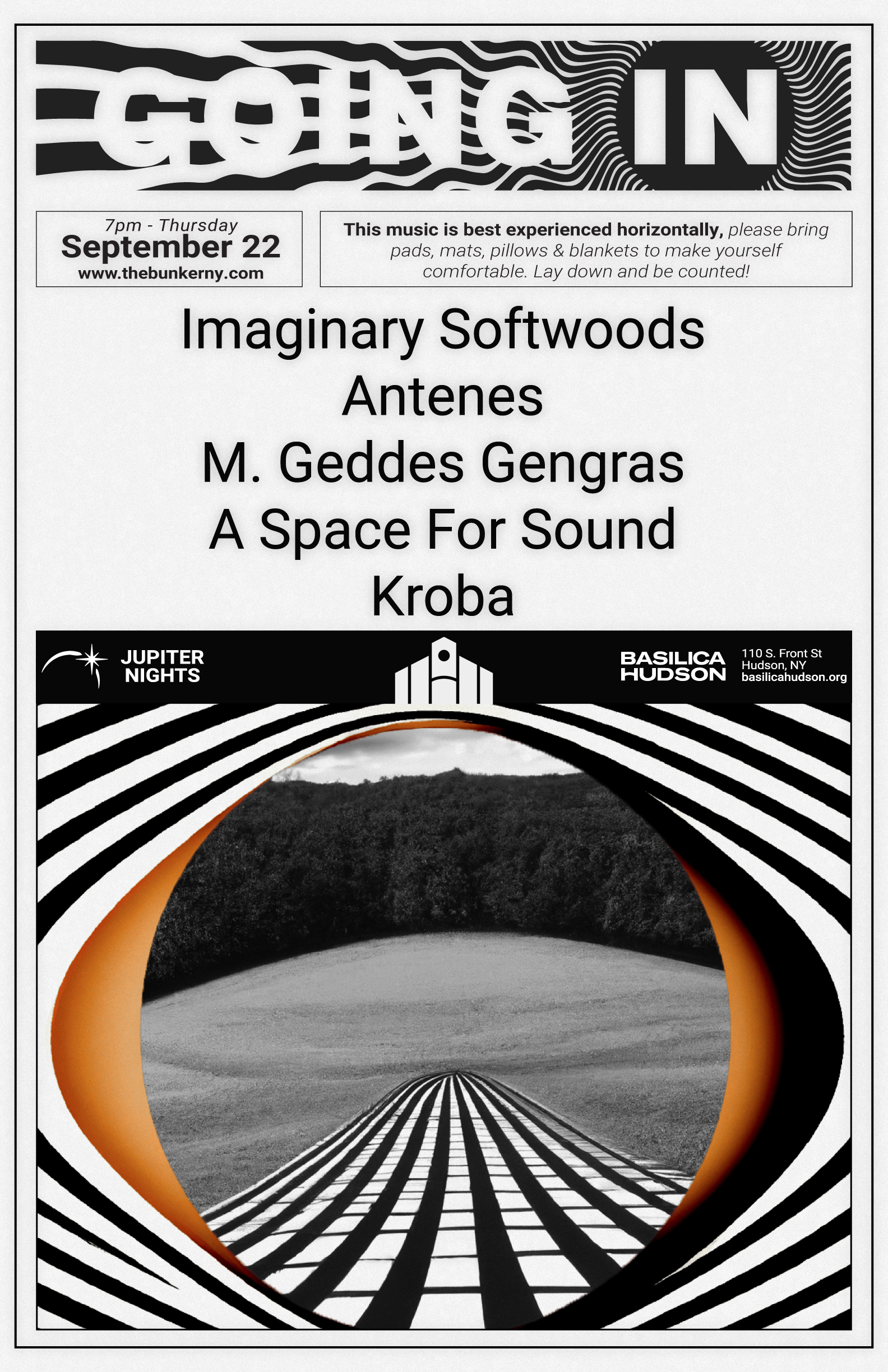 Going In with Imaginary Softwoods, Antenes, M. Geddes Gengras, A Space For Sound, Kroba - Flyer back
