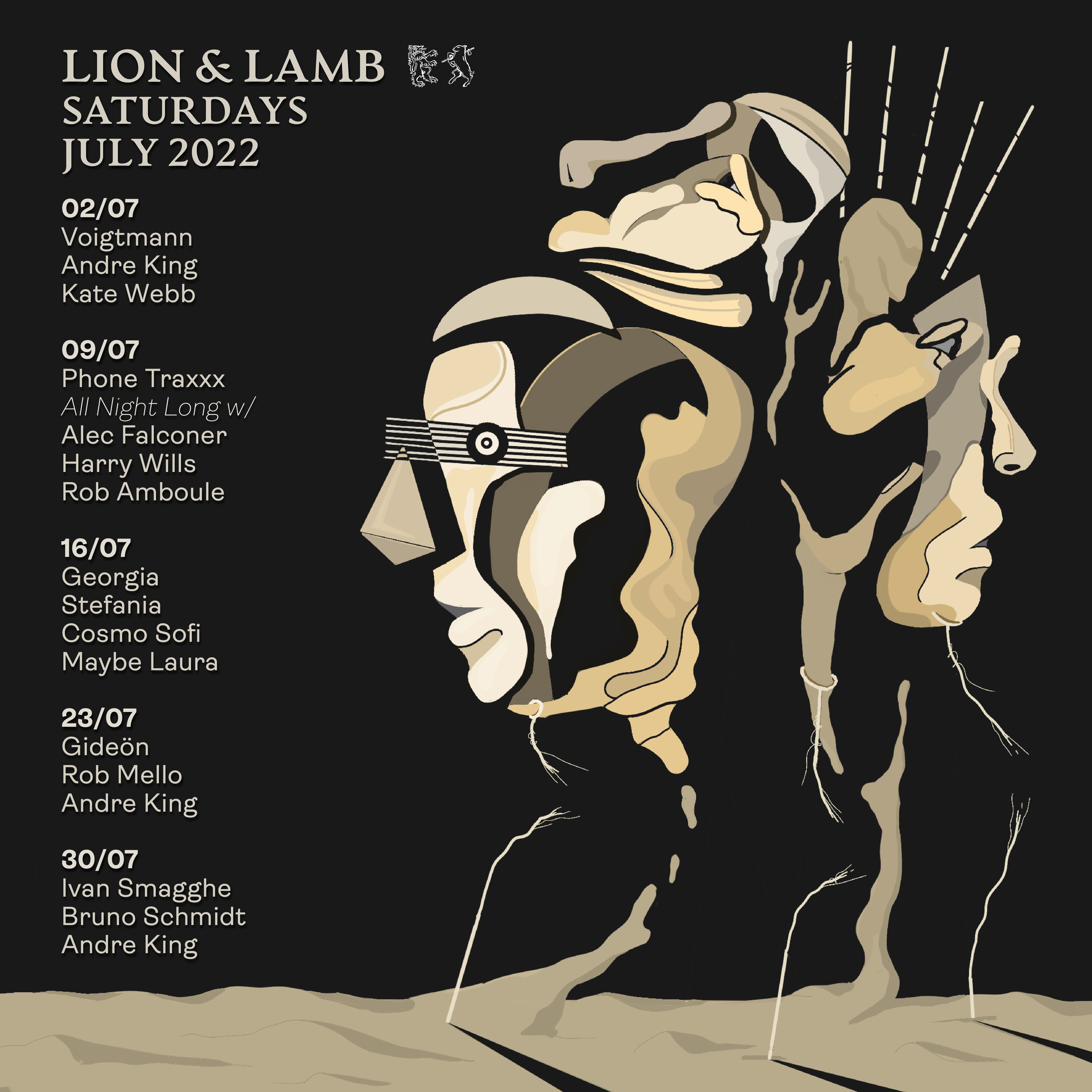Lion & Lamb Saturdays with Ivan Smagghe, Bruno Schmidt and Andre King - Flyer front