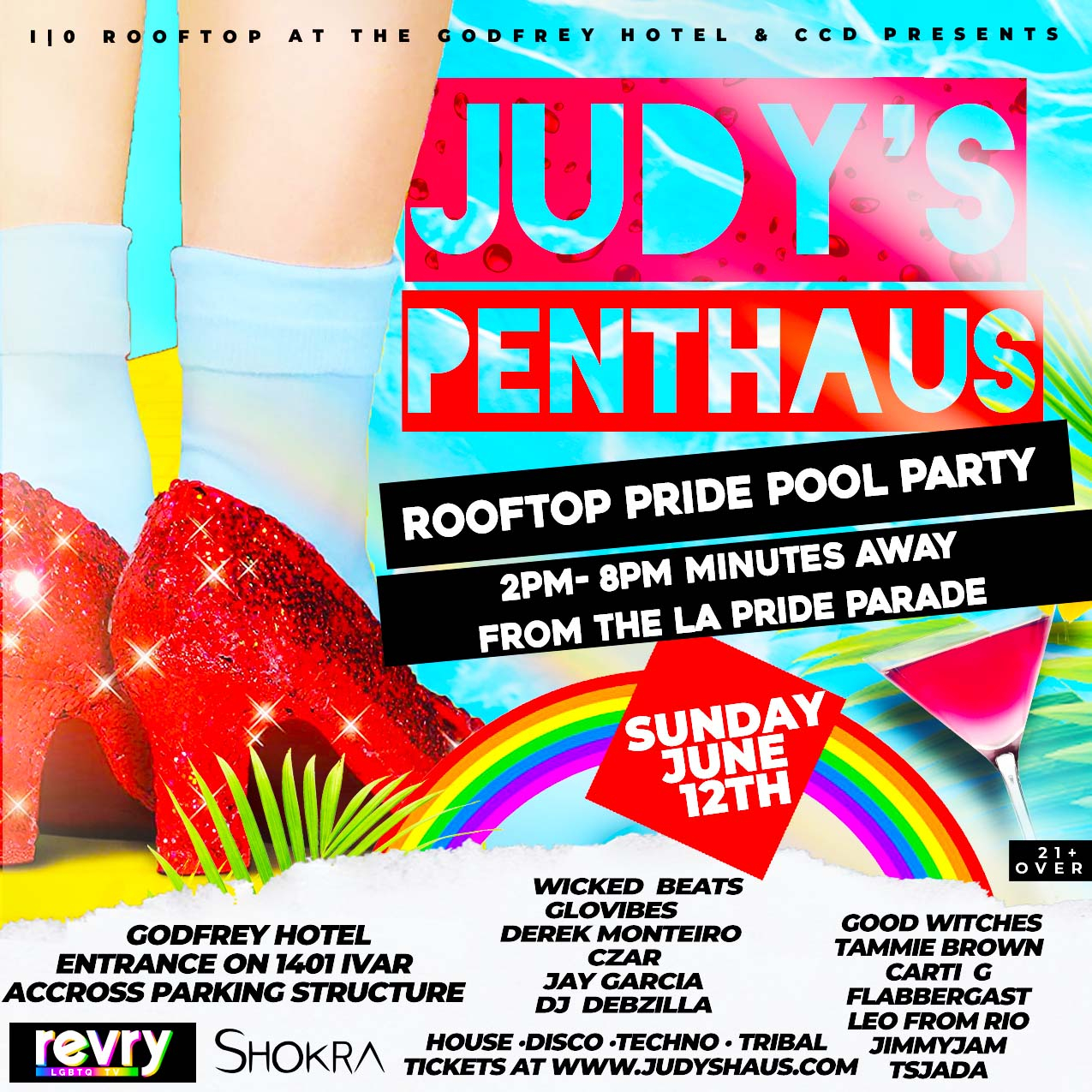 Judy's PentHaus Rooftop Pride Pool Party - Flyer front