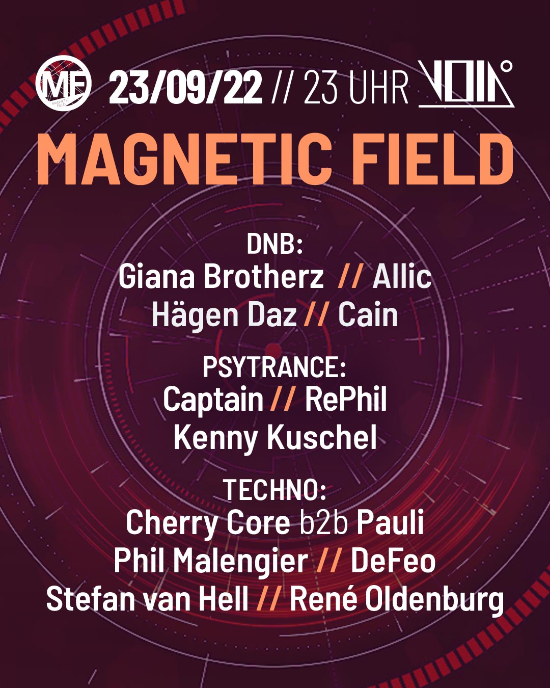 Magnetic Field (DNB, Psytrance, Techno) :Start 11pm - 3 floors - Flyer back
