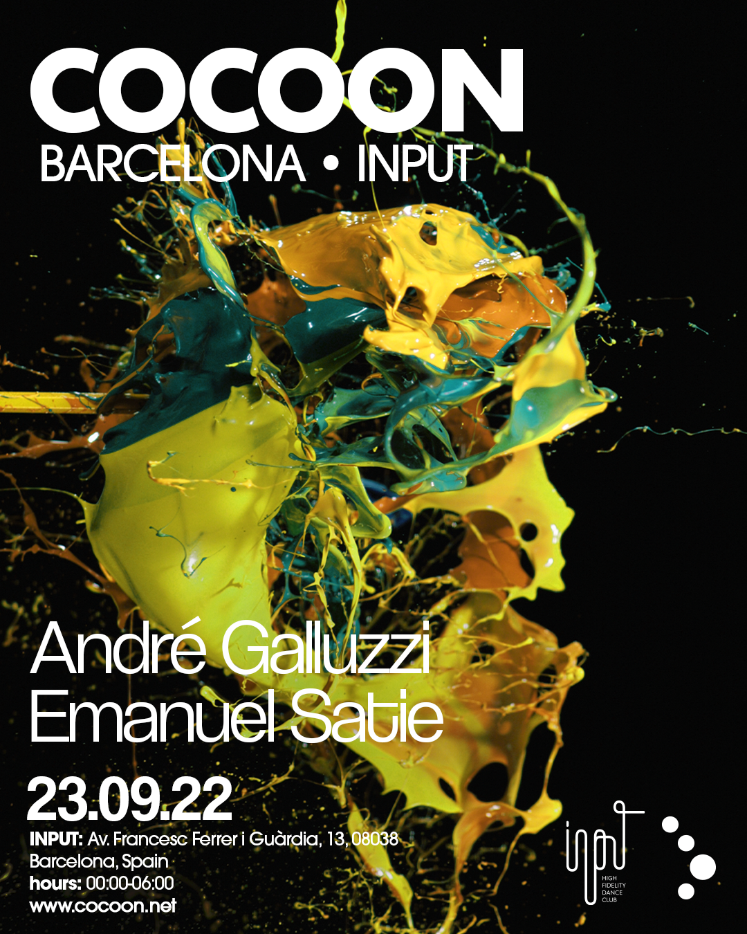 COCOON Barcelona at Input with André Galluzzi and Emanuel Satie - Flyer front