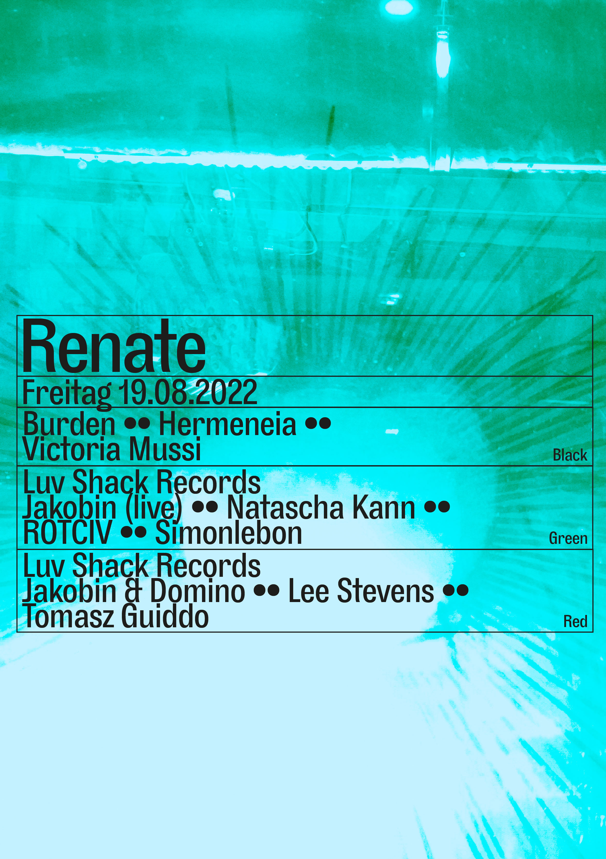 Renate with Hermeneia, Jakobin & Domino, Rotciv, Victoria Mussi - Flyer front