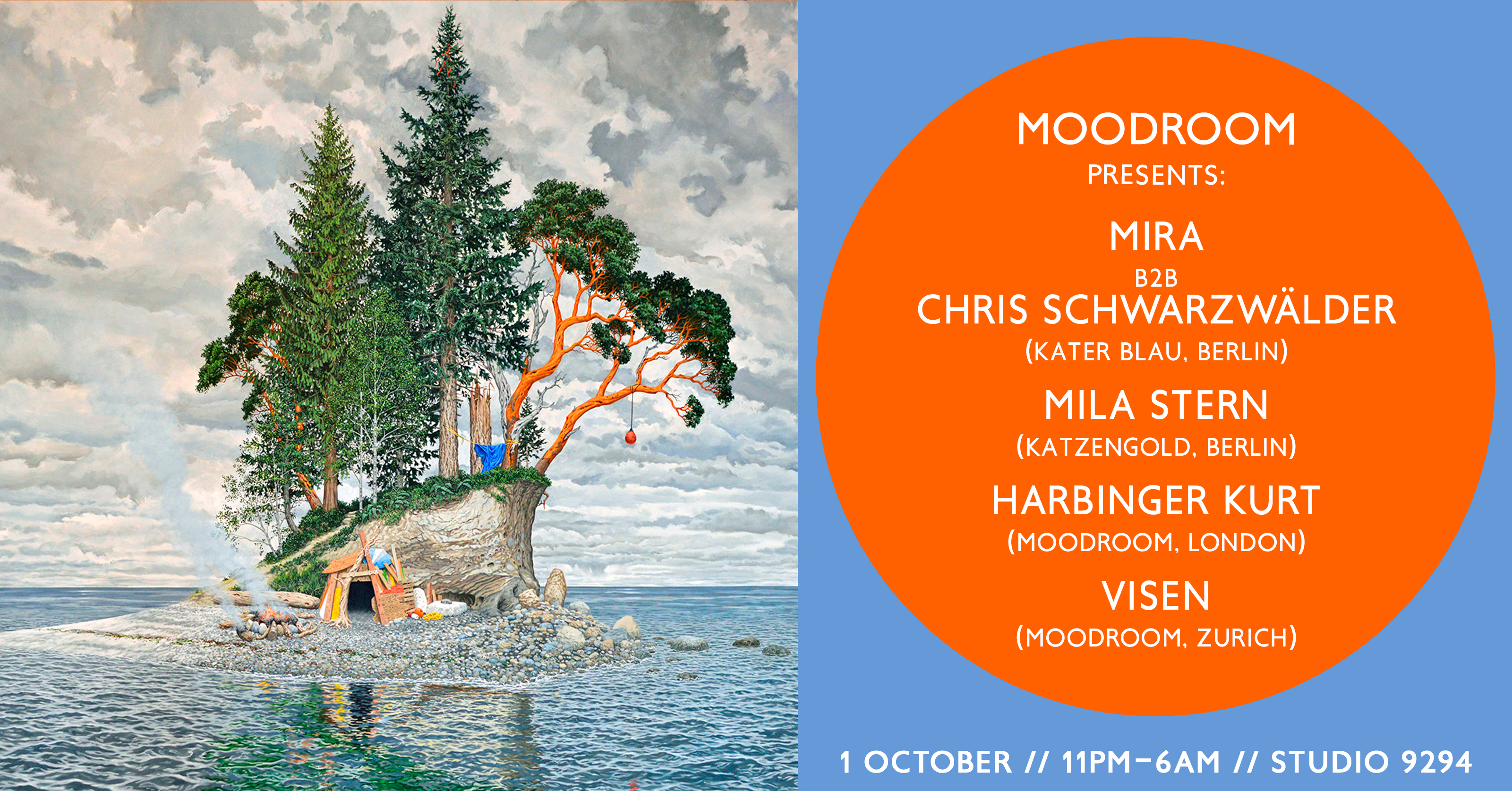 Moodroom: Berlin Dreaming w/ Mira b2b Chris Schwarzwälder (Extended), Mila Stern & More - Flyer front