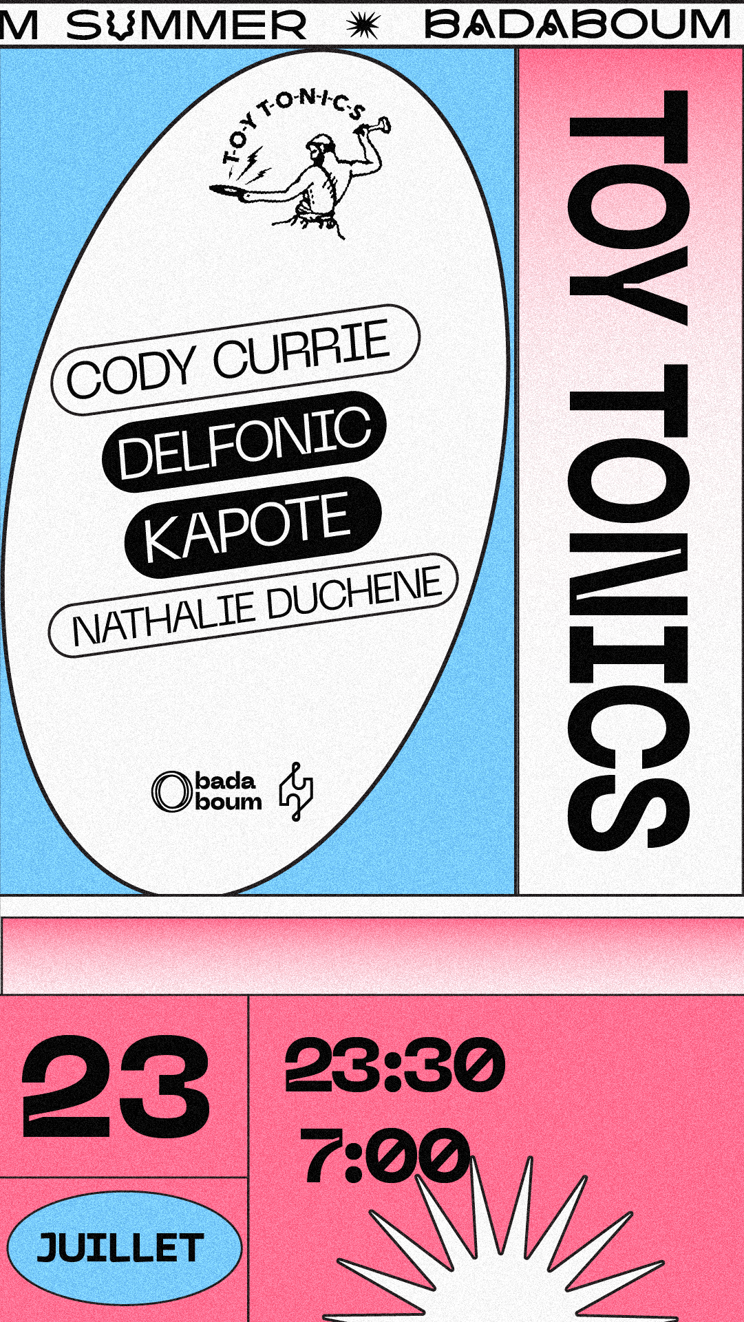 Toy Tonics: Cody Currie (+) Delfonic (+) Kapote (+) Nathalie Duchene - Flyer front