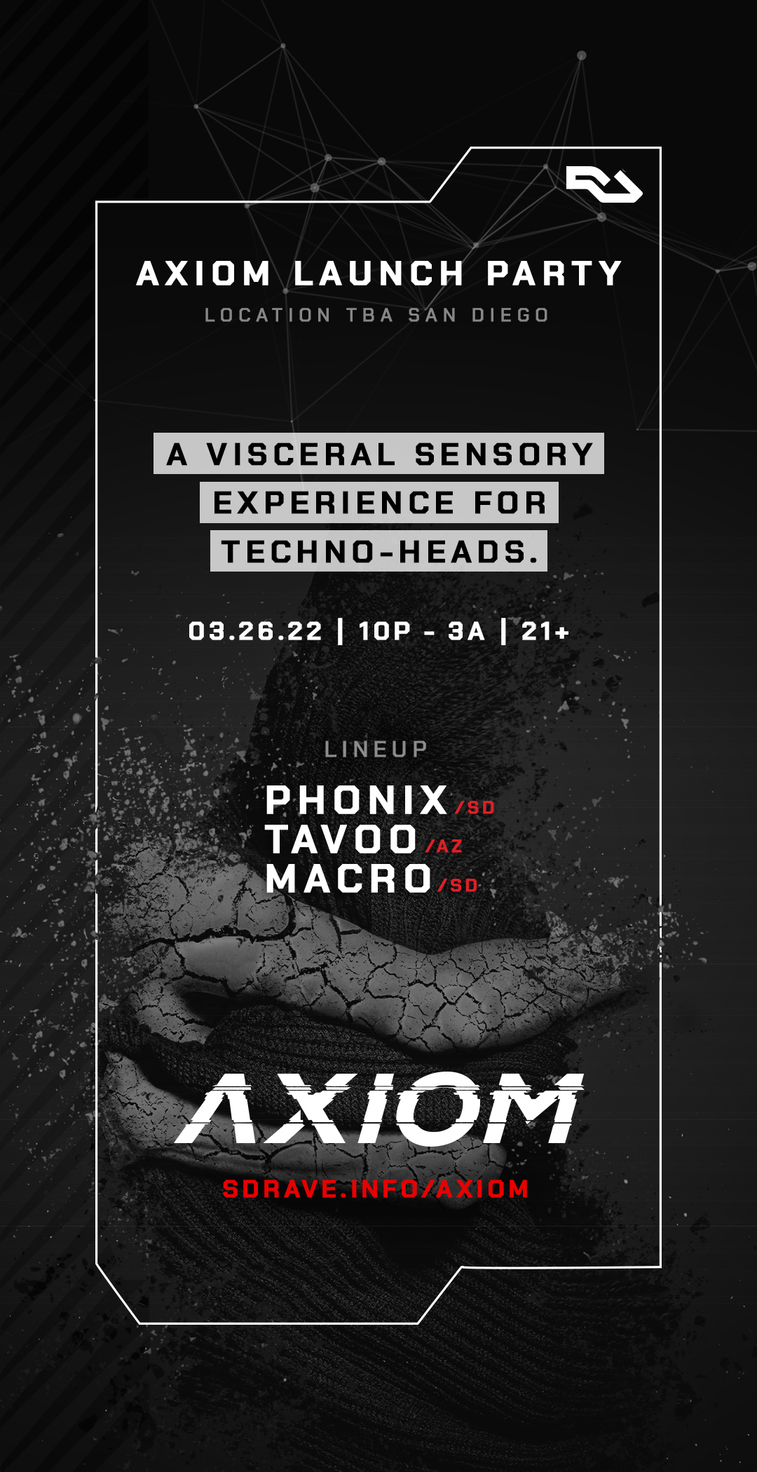 Axiom Launch Party - Flyer front