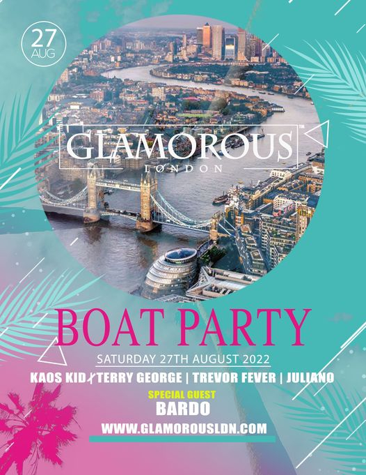 Glamorous Bank Holiday Boat Party - Flyer front