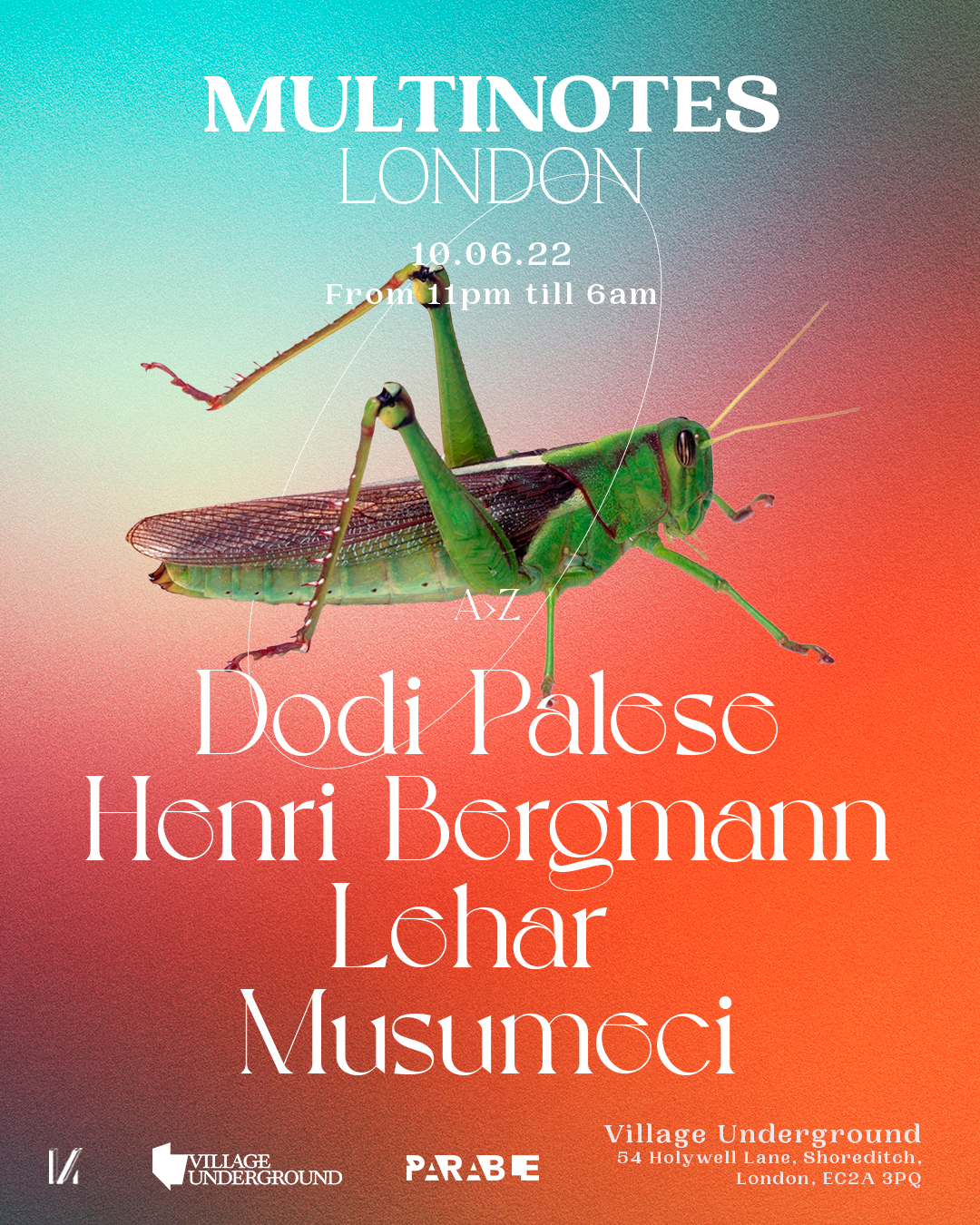 [CANCELLED] Parable presents: Multinotes London with Lehar, Musumeci & guests - Flyer front