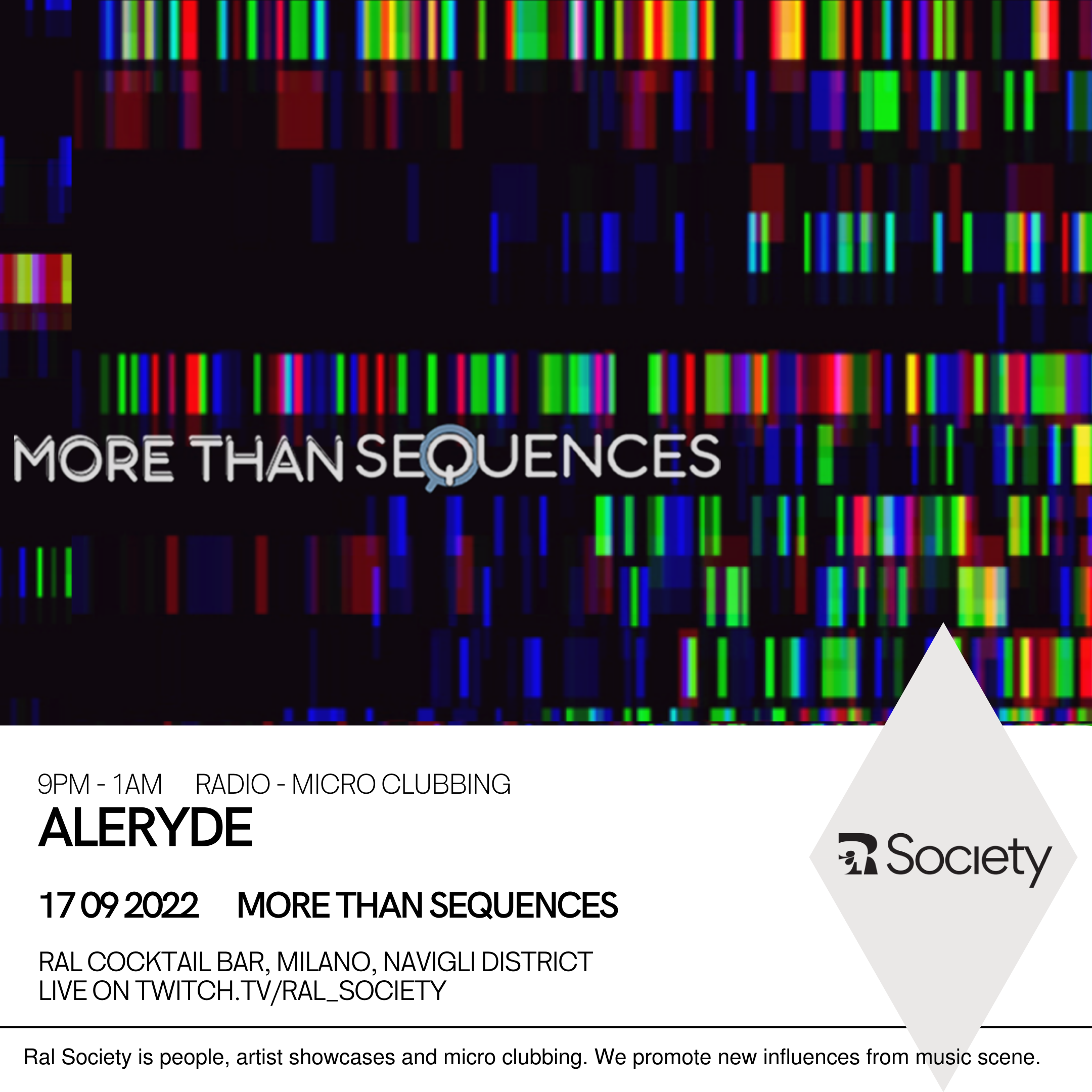 RAL SOCIETY: Radio + Microclubbing with Aleryde - Flyer front