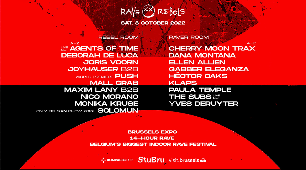 Kompass presents Rave Rebels XXL - 2 ROOMS - 14-hour Indoor Rave Festival - Flyer front