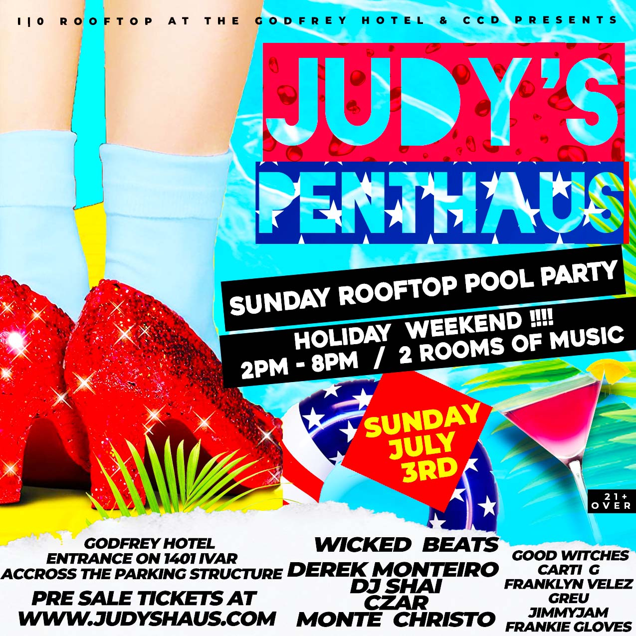 Judy's PentHaus ROOFTOP PooL Party - Flyer front