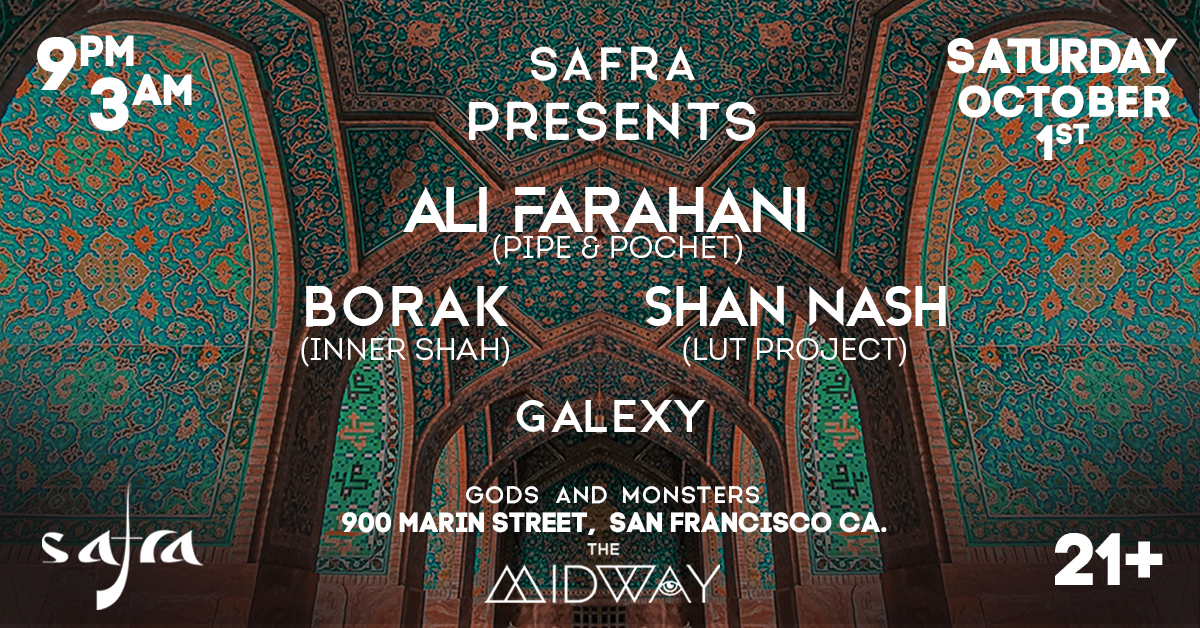 Ali Farahani, Borak, & Shan Nash presented by Safra - Flyer back