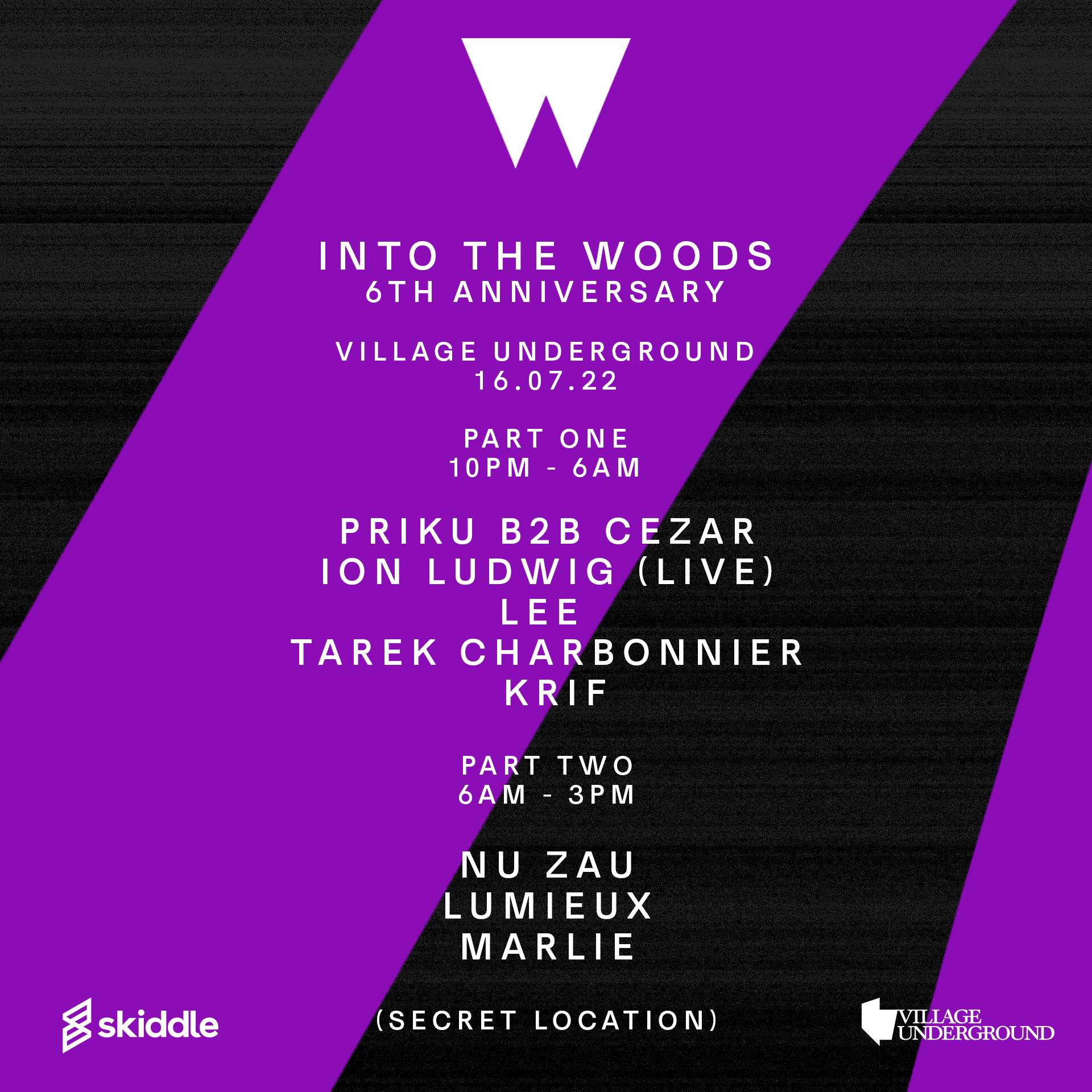 Into The Woods 6th Anniversary with Priku b2b CEZAR, Ion Ludwig (Live), Nu Zau, Lumieux & more - Flyer back