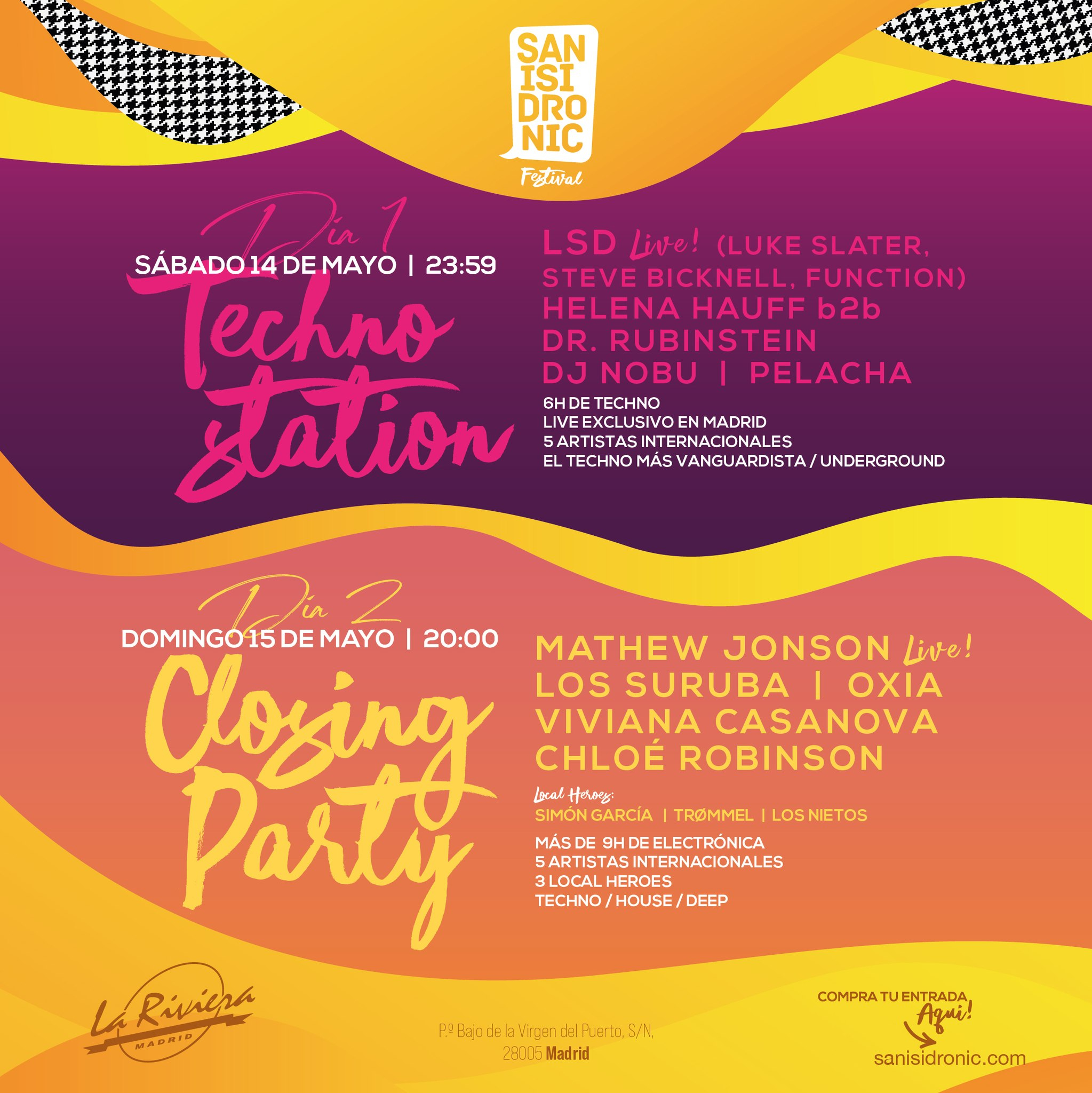 San Isidronic Closing Party: Mathew Jonson, Oxia, Los Suruba, Simon Garcia - Flyer front