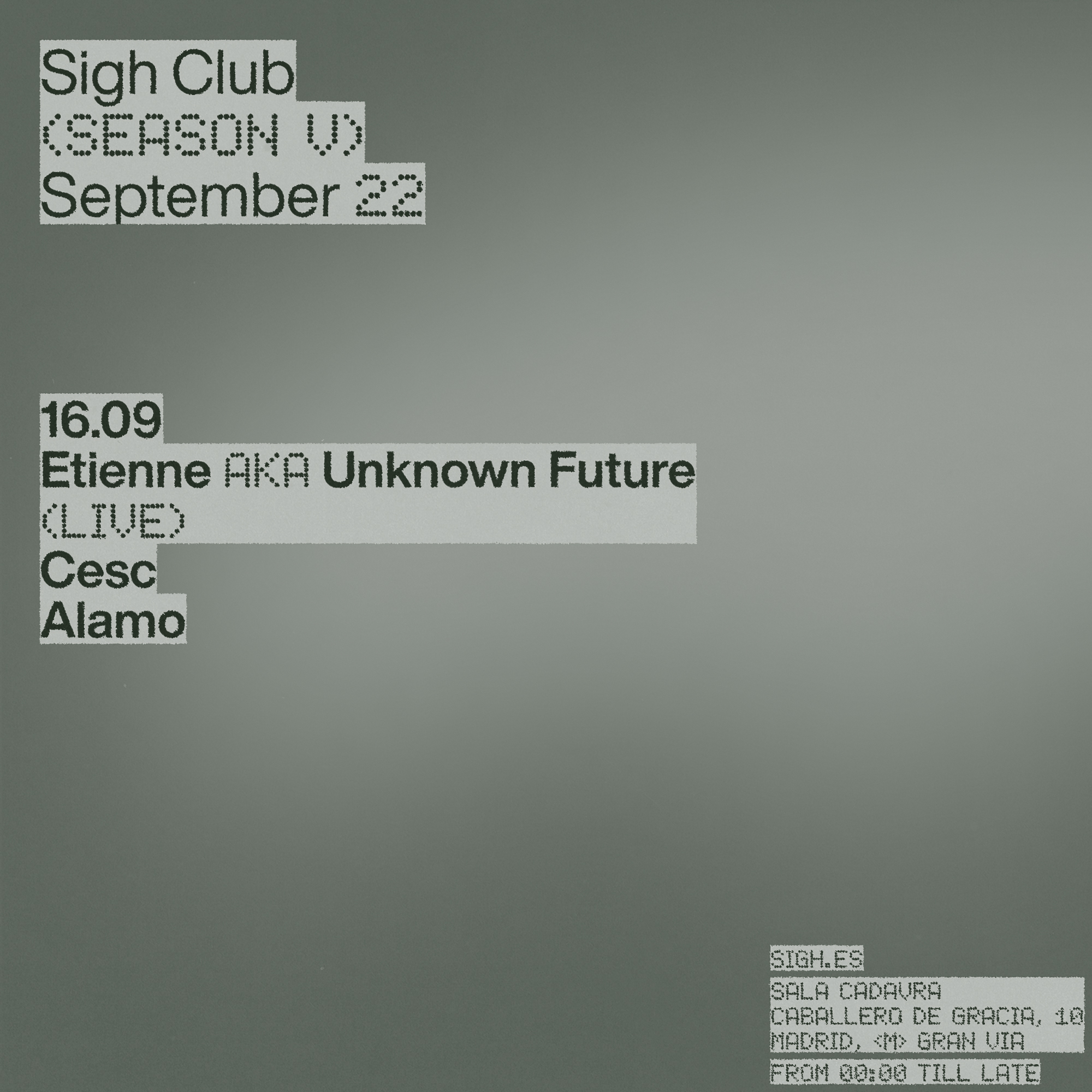 Unknown Future (AKA Etienne) Live - Cara Flyer