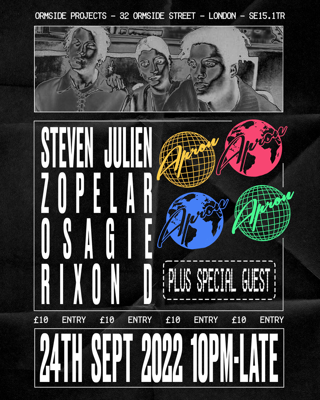 Apron Party with Steven Julien, Zopelar, Osagie and Rixon D - Flyer front