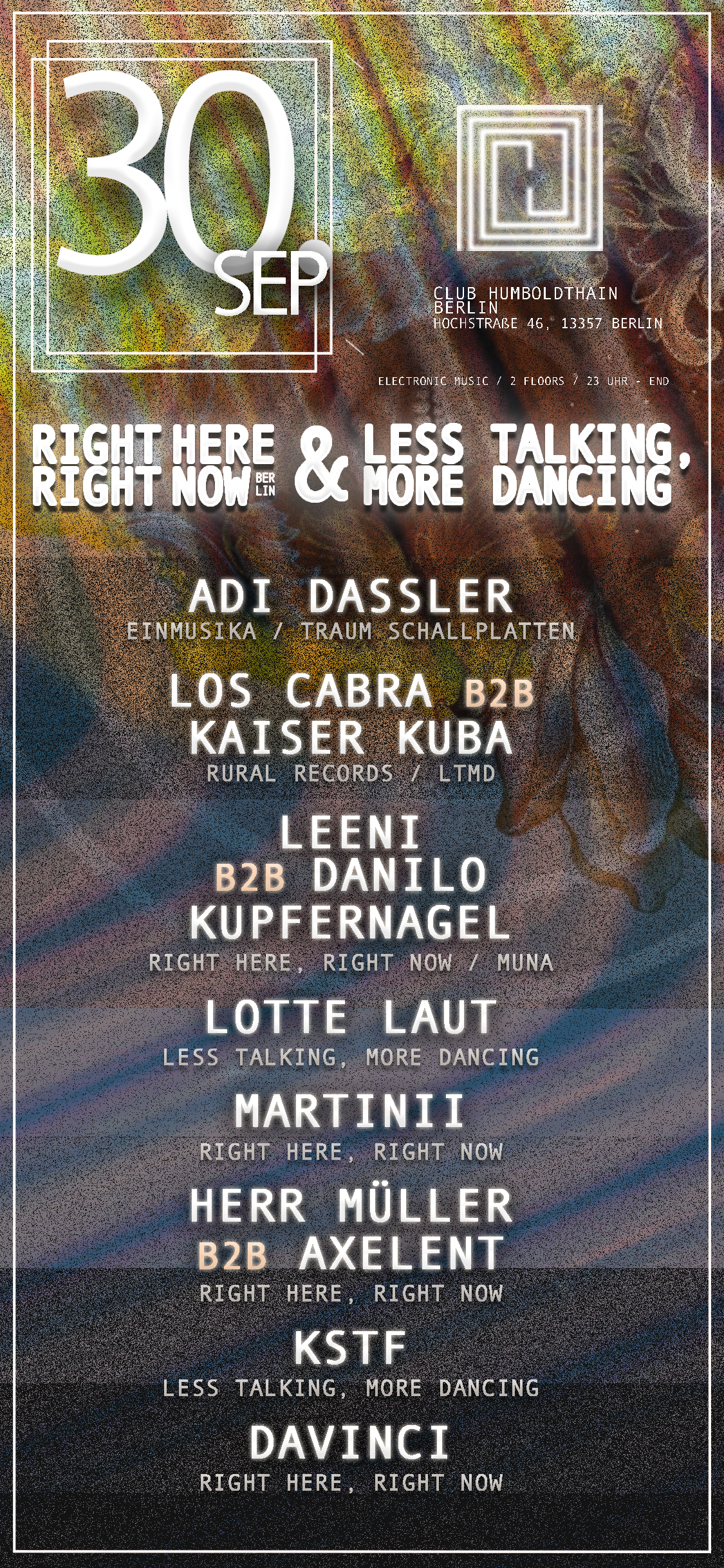 Right here, right now meets Less talking dancing - Flyer back