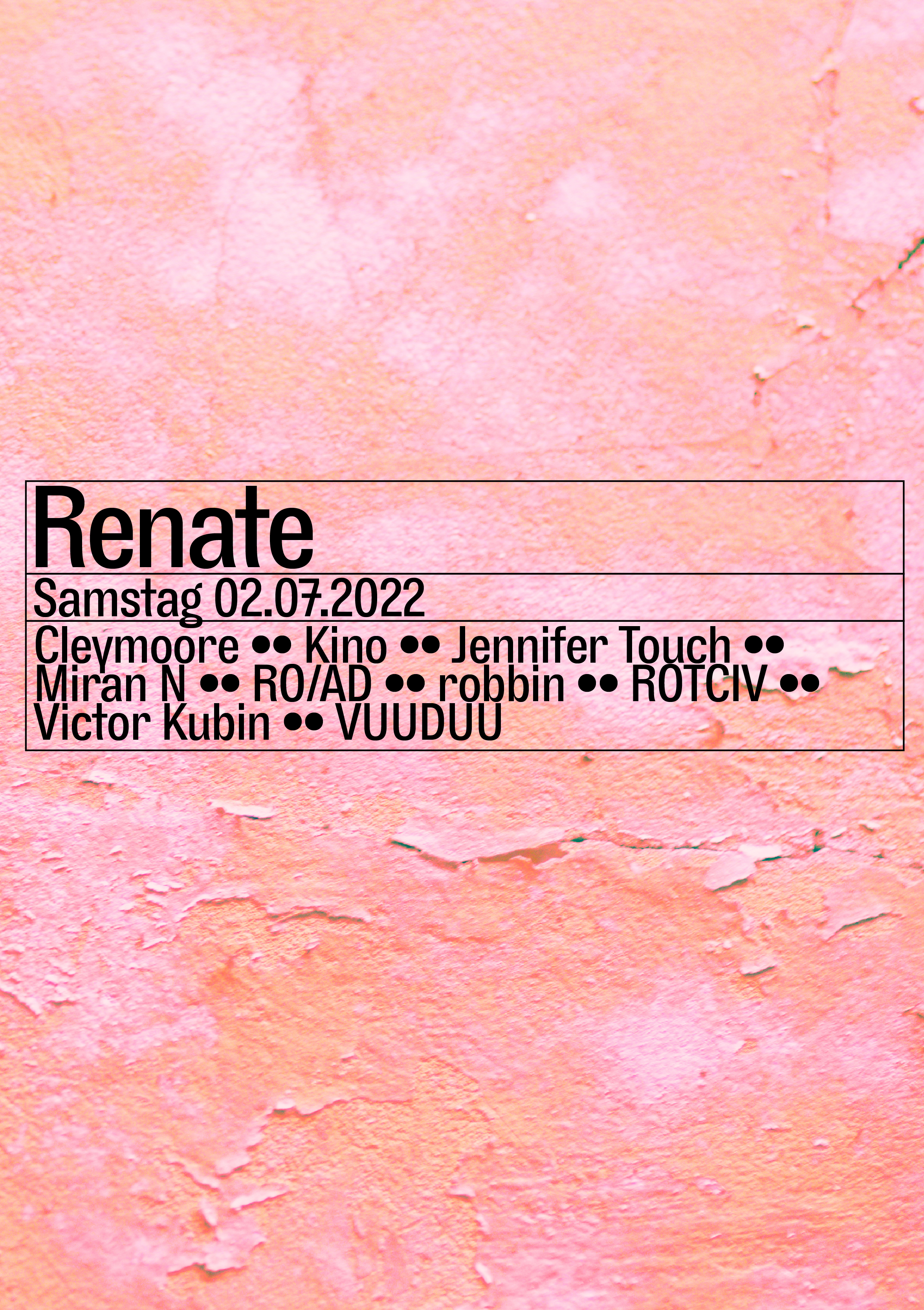 Samstag with Cleymoore, Jennifer Touch, Rotciv, VUUDUU - Flyer front