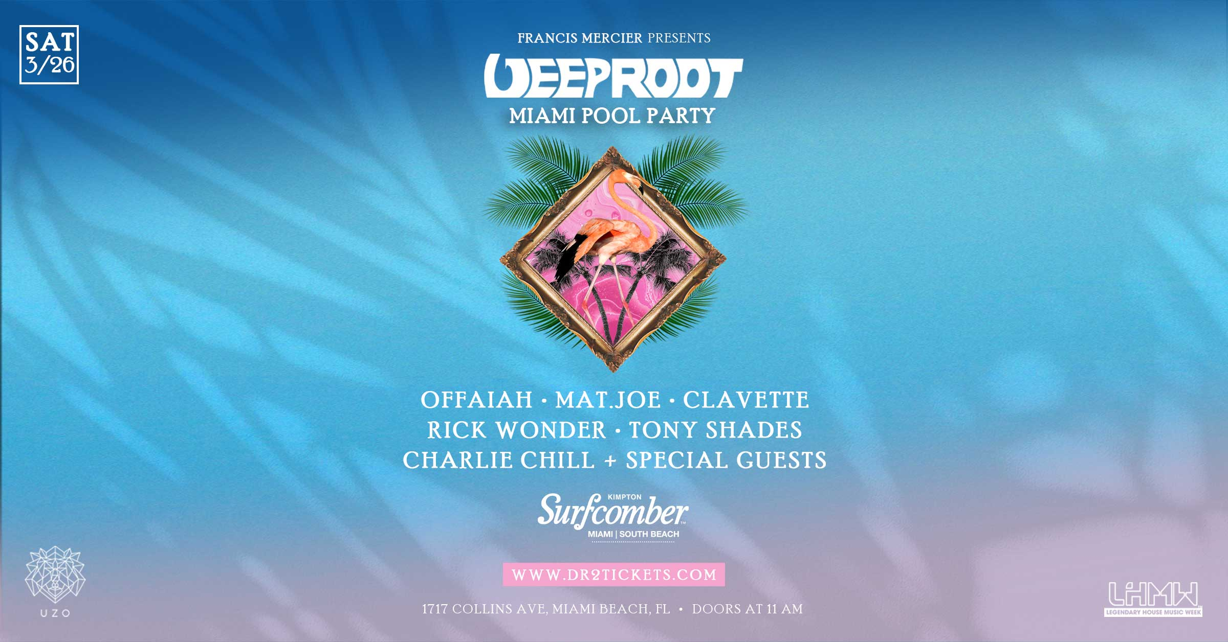 Deep Root Records Miami Pool Party Sat 3/26 - Flyer front
