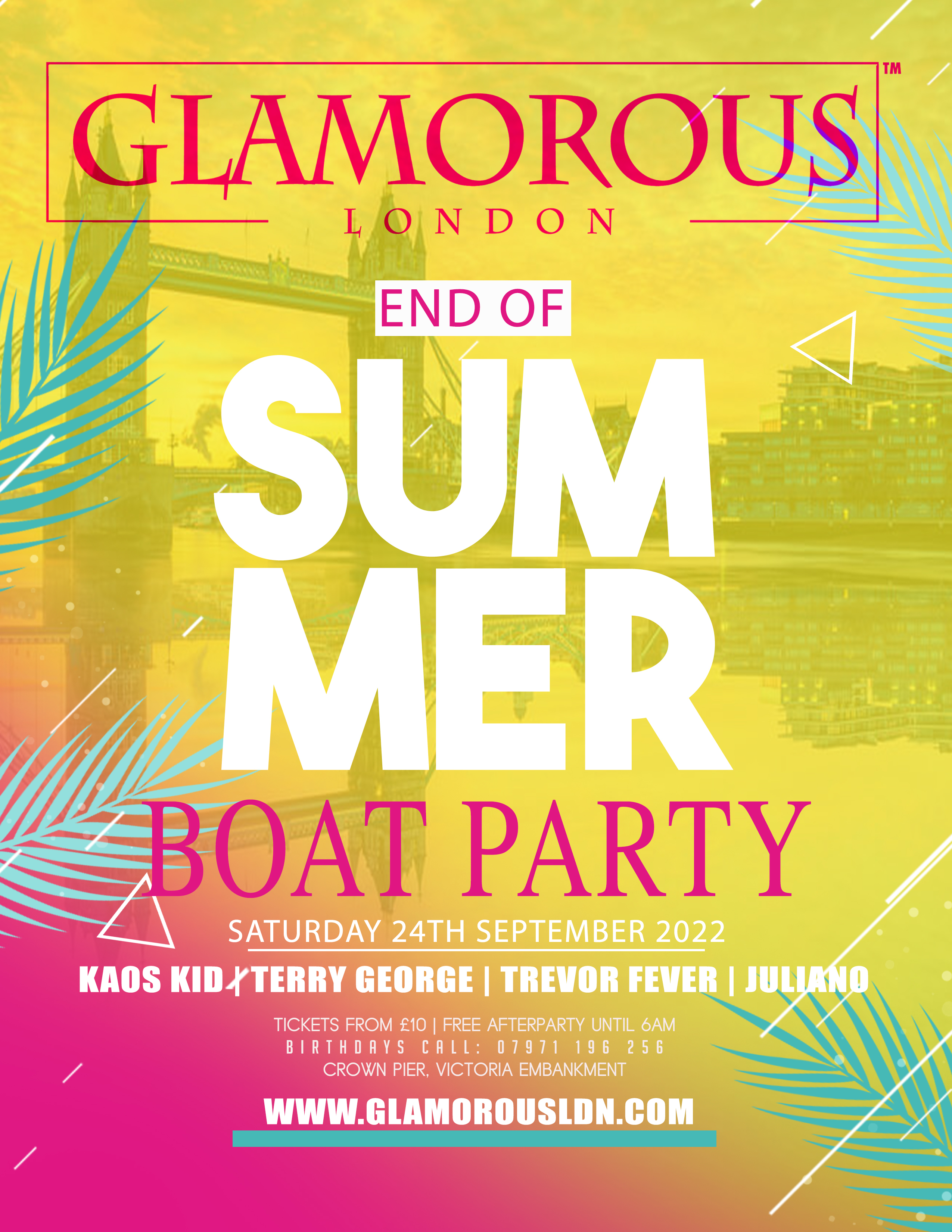 Glamorous End Of Summer Boat Party - Flyer front