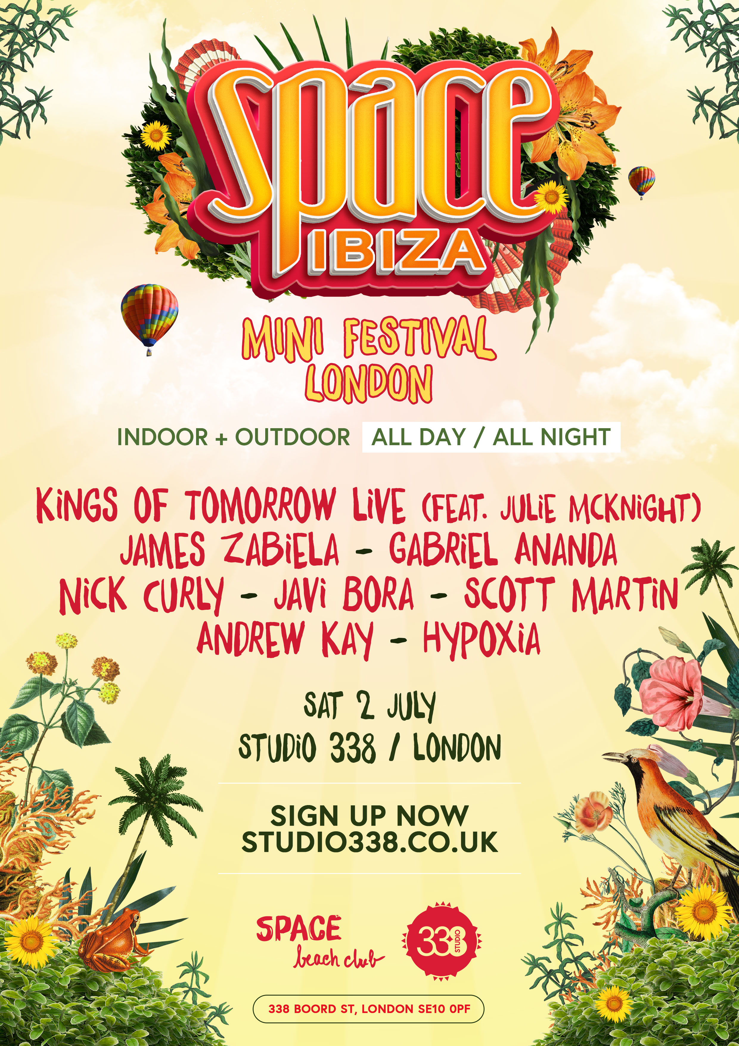 Space Mini Summer Fest with Kings of Tomorrow, James Zabiela, Gabriel Ananda, Nick Curly - Flyer front