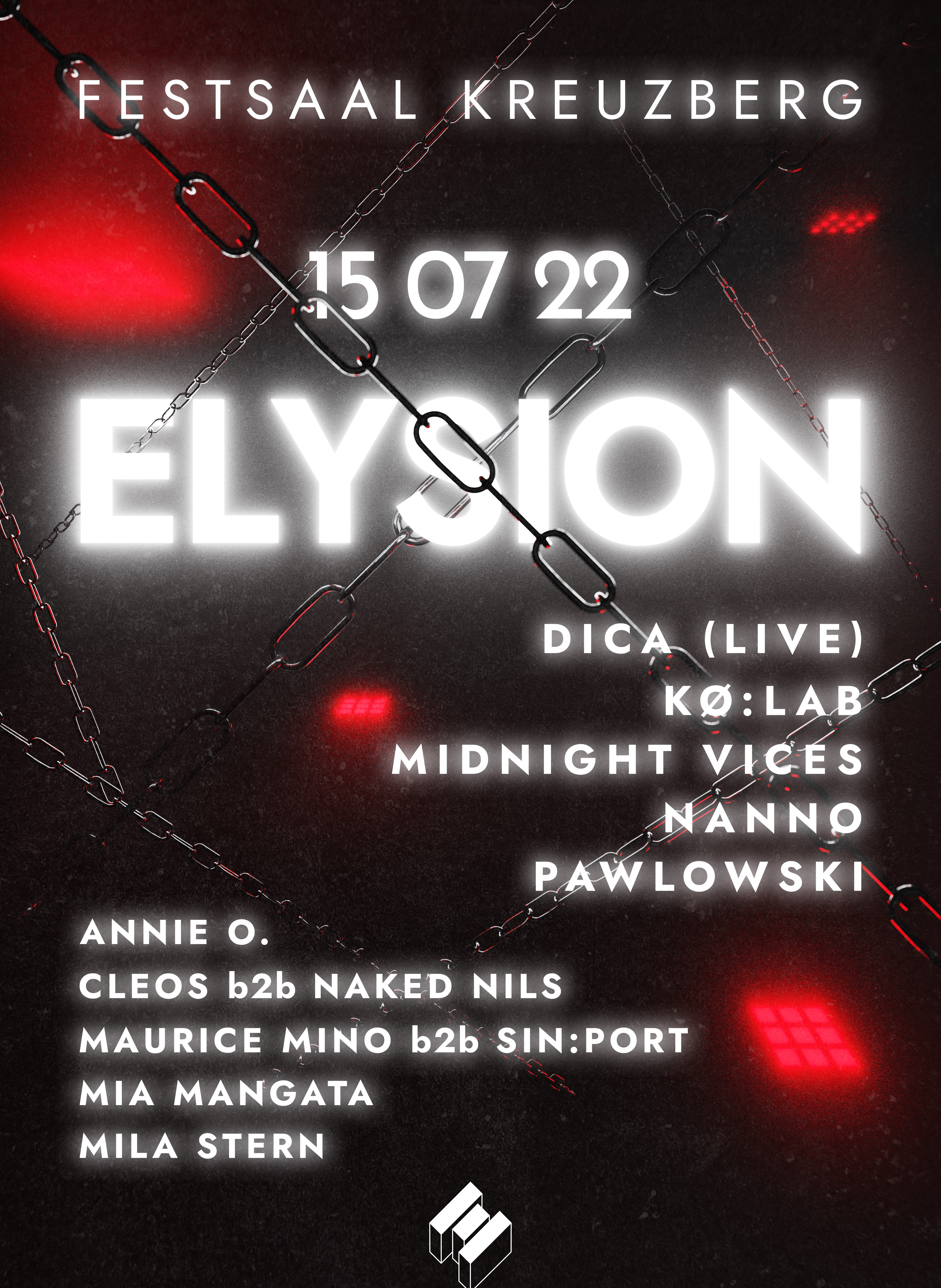 Elysion with Midnight Vices, Pawlowski, Dica  - Flyer front
