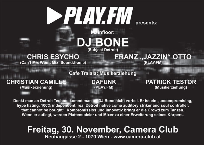 Play.fm presents Dj Bone - Flyer back