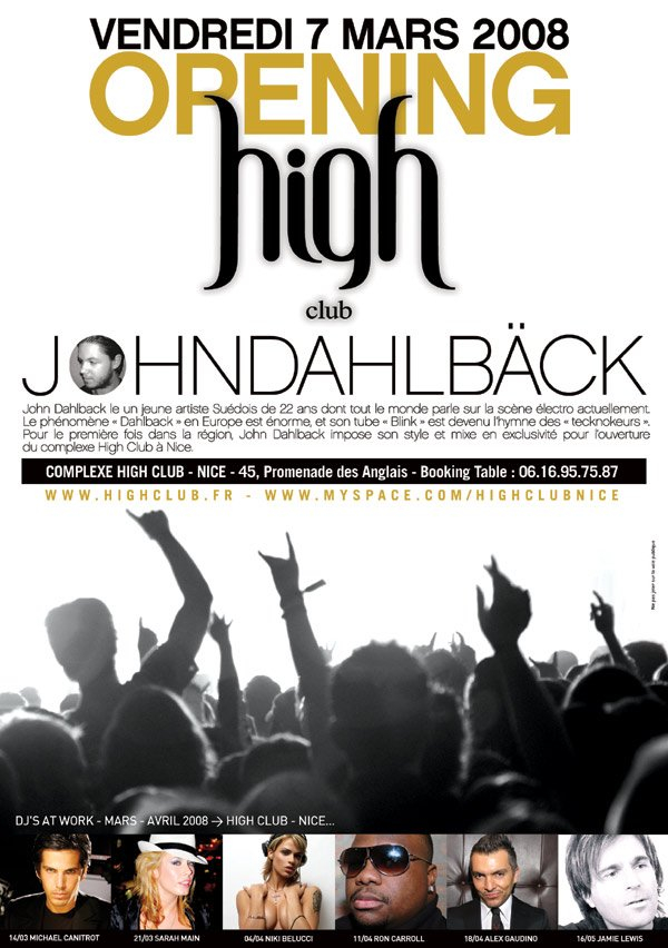 Opening Party High Club - John Dahlbäck - Flyer front