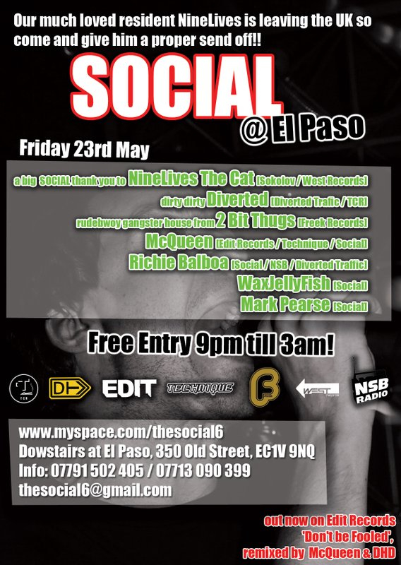 Social's Ninelives The Cat Leaving Party - Flyer back