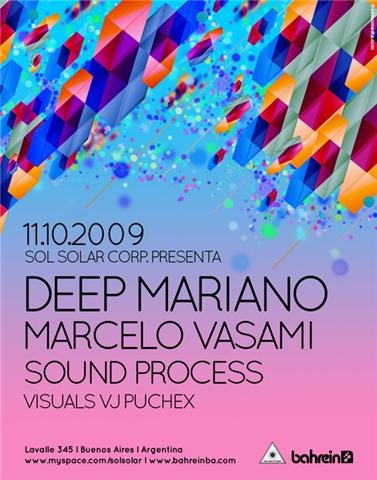 Sol Solar Sessions - Deepmariano Marcelo Vasami Sound Process - Flyer front