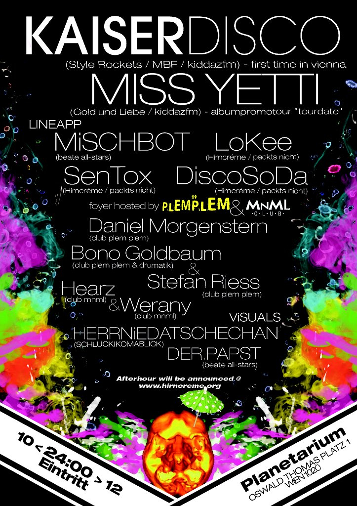 Hirncreme Wien with Kaiserdisco, Miss Yetti and More - Flyer back