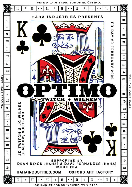 Haha Industries Pres. Optimo (Twitch & Wilkes) - Flyer front