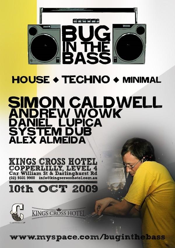 Bug In The Bass featuring Simon Caldwell - Flyer front