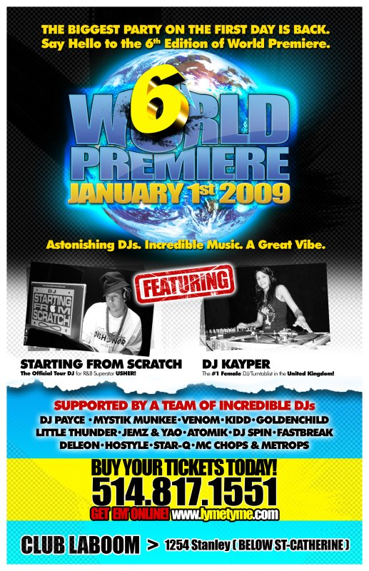 World Premiere 6 - The Biggest Party On The First Day - Flyer front