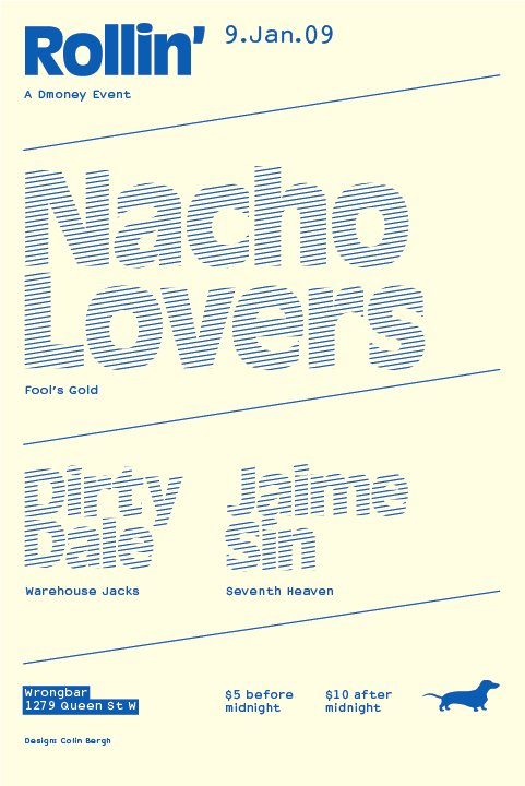 Rollin' - Nacho Lovers, Dirty Dale, & Jaime Sin - Flyer front