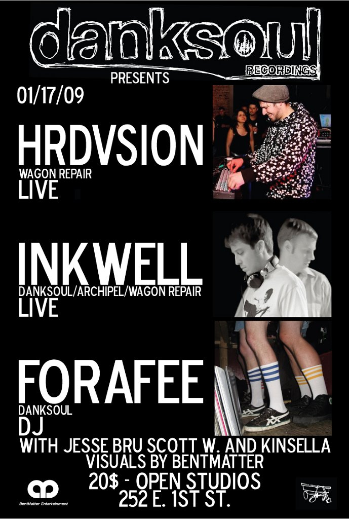 Danksoul Label Night with Hrdvsion, Inkwell, Forafee - Flyer front