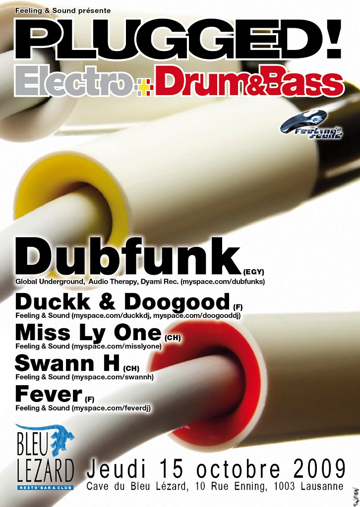 Plugged! presents Dubfunk - Flyer front