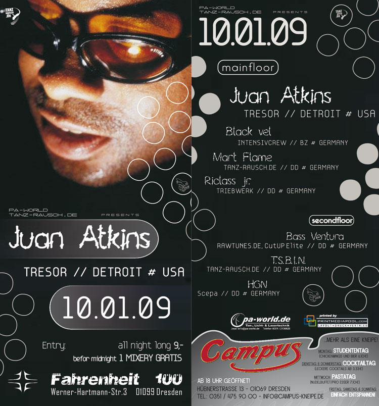 Juan Atkins - Flyer front