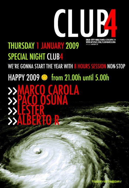 Club4 Special New Years Day Edition - Flyer front