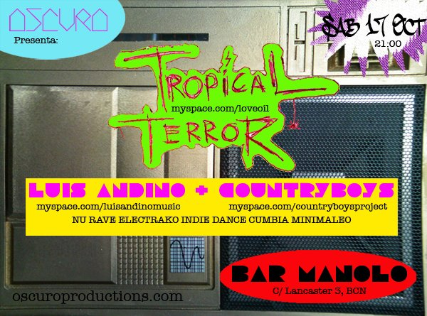 'Tropical Terror' Luis Andino + Countryboys - Flyer front