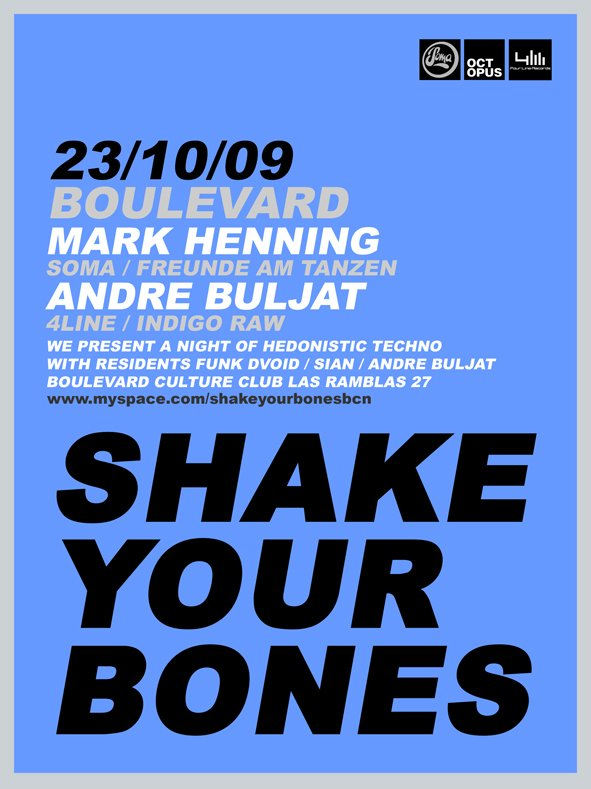 Shake Your Bones with Mark Henning and Andre Buljat - Flyer front