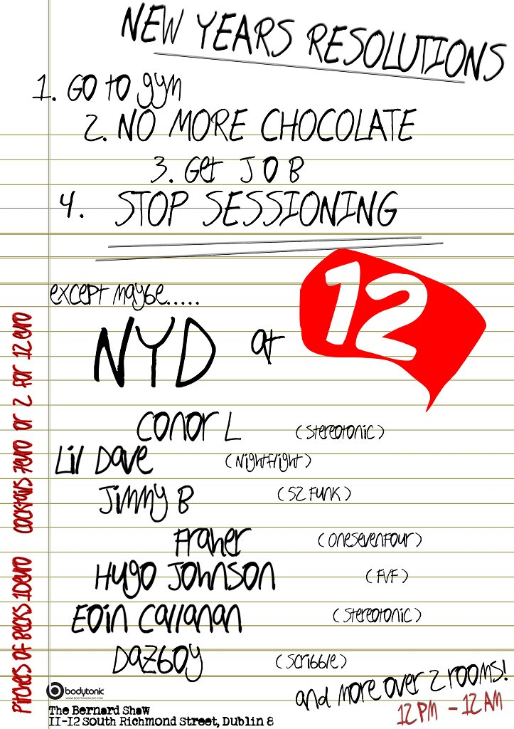 12sundays presents 12 New Years Resolutions - Flyer front