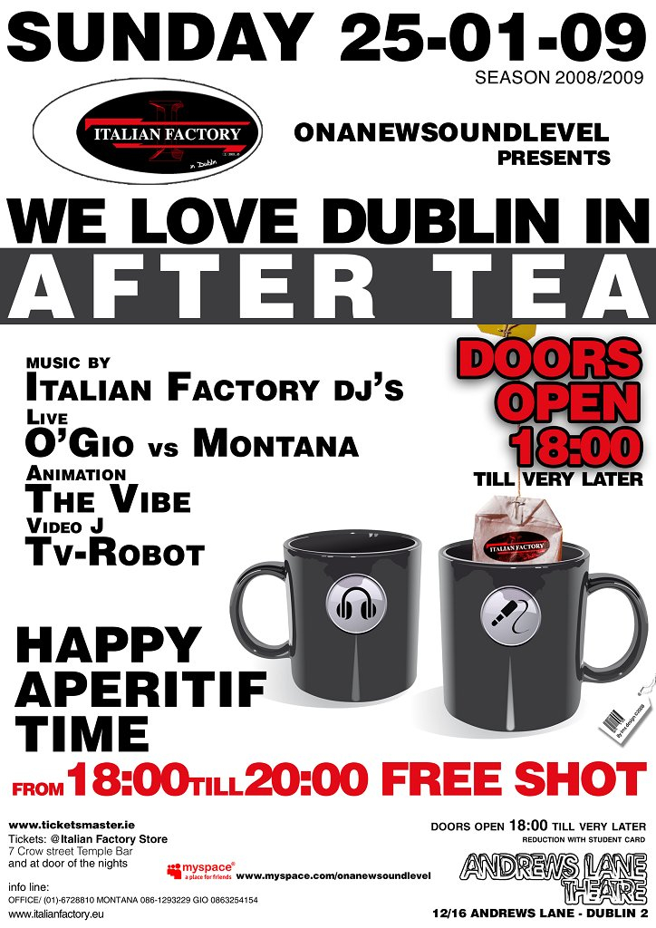 We Love Dublin In After Tea - Flyer front